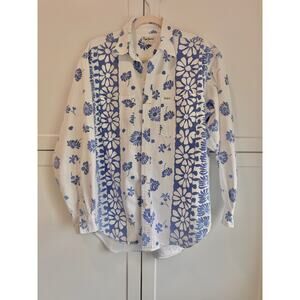 Pepe Jeans London 100% Cotton Mens Shirt M Relax Fit Floral Print Long Sleeve